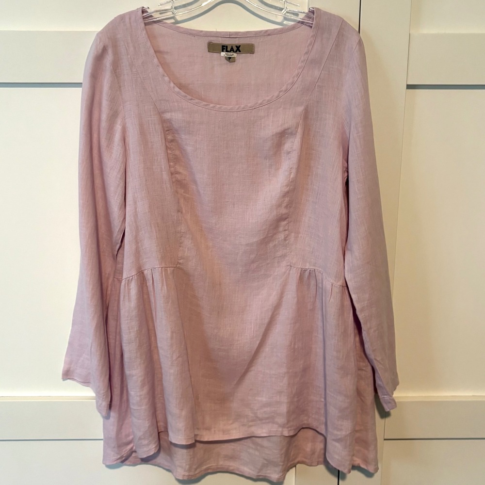 Flax Women's Lilac Linen Oversized Tunic Top in Size‎ S